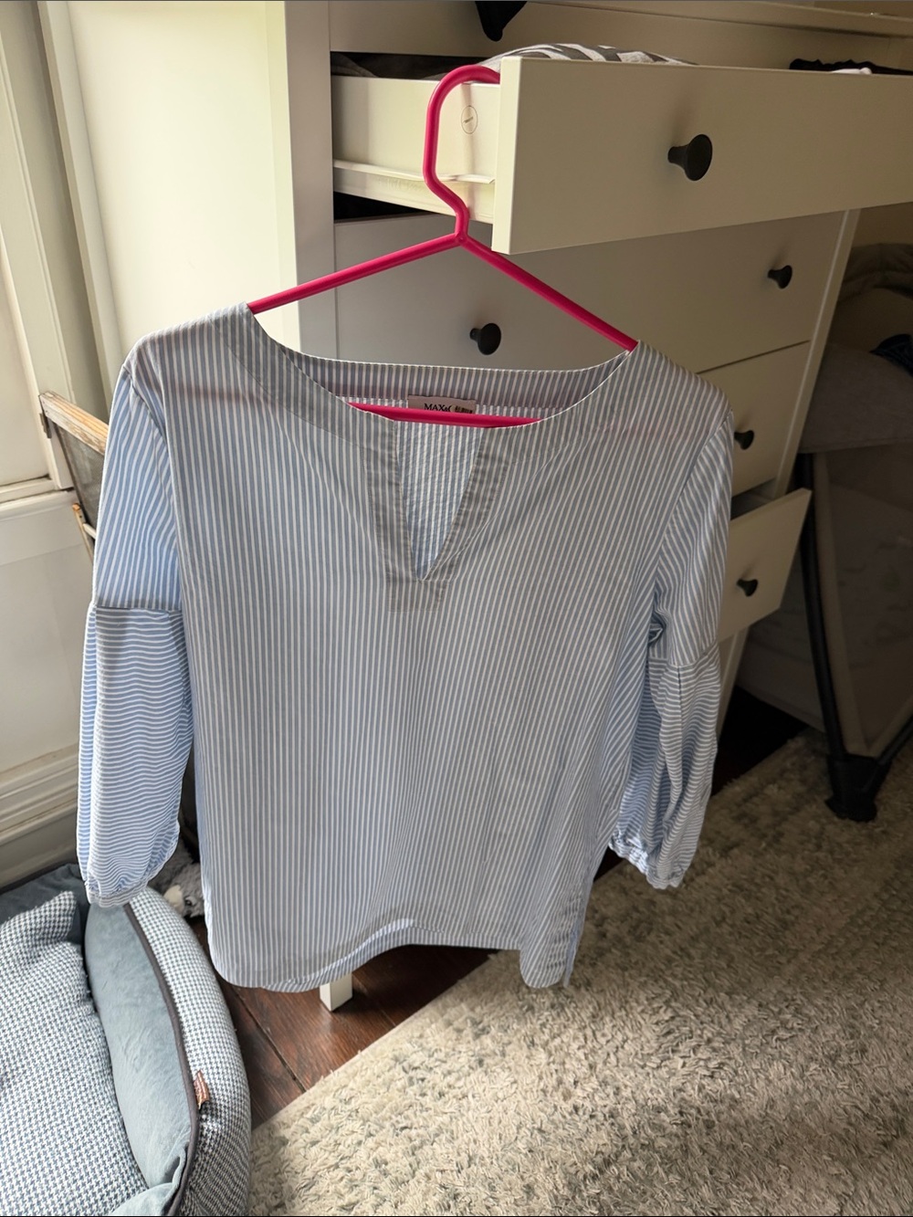 Max & Co. Light Blue and White Stripe Blouse